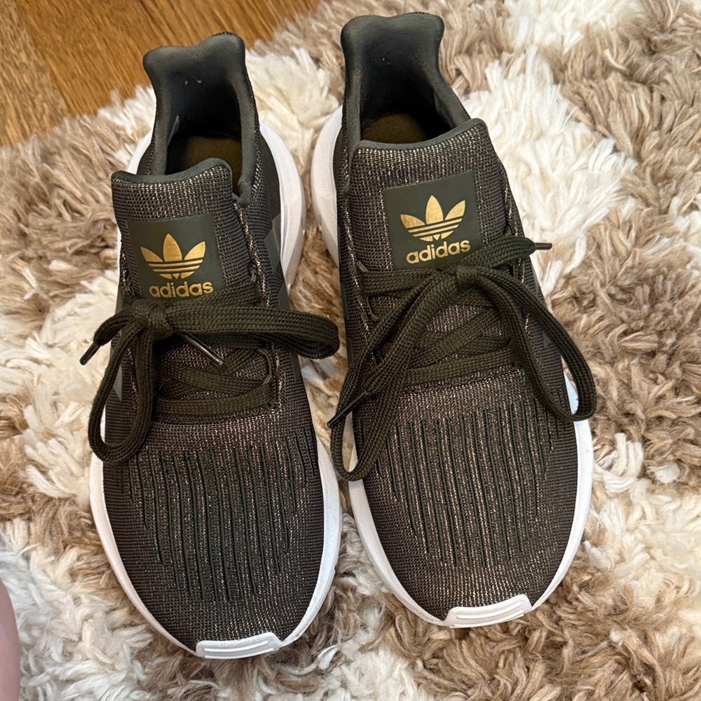 Adidas women’s Sneakers -green with Gold Accents